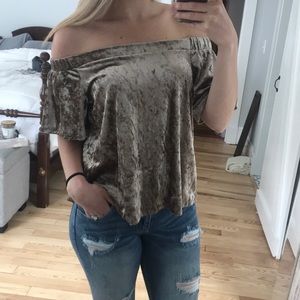 Velvet off the shoulder top